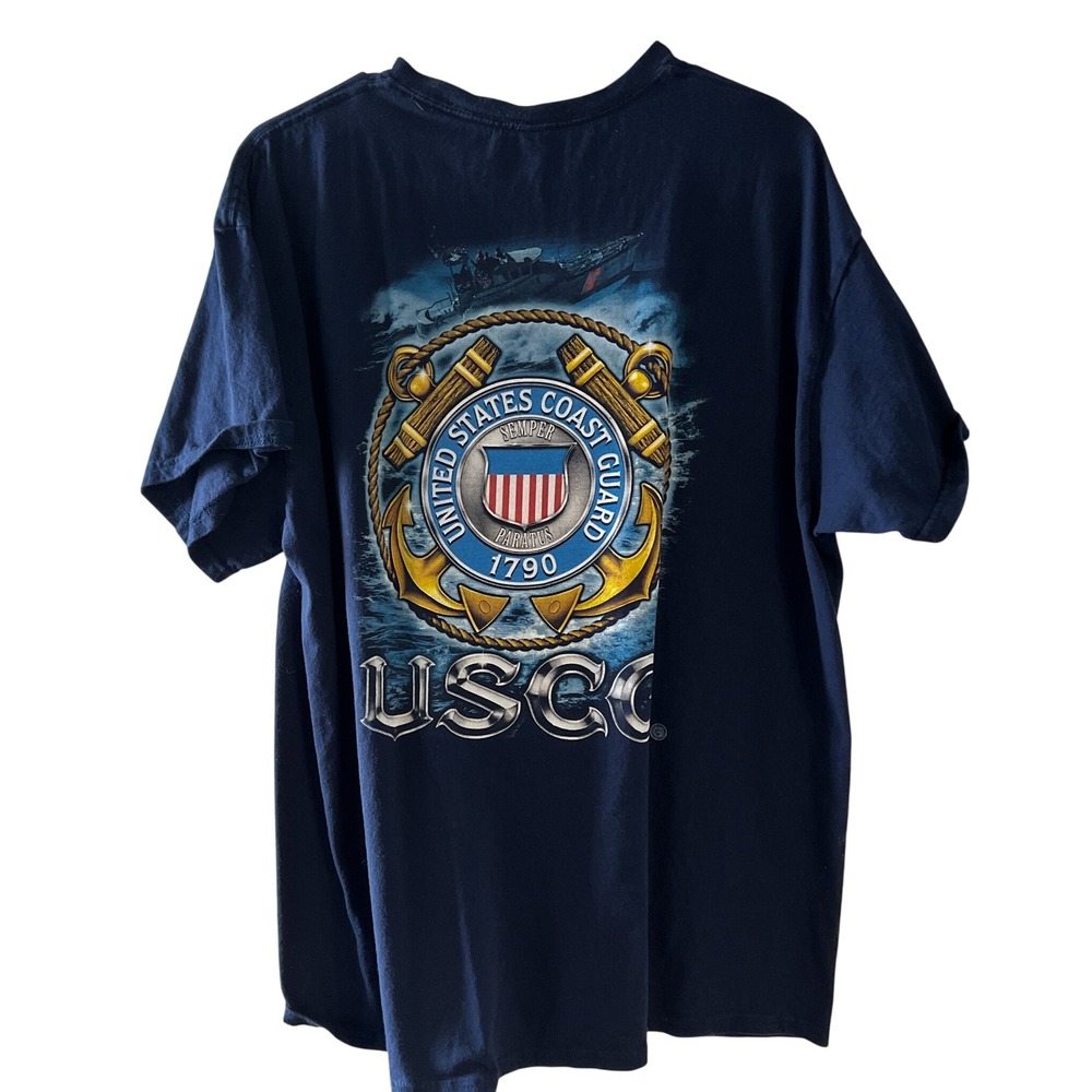 USCG United States Coast Guard Graphic T-Shirt Navy Blue Mens Large